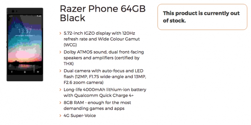 Новая информация о смартфоне Razer Phone